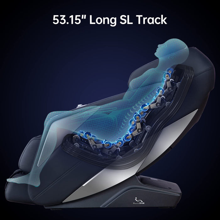 MassaMAX 2022 Massage Chair Recliner, Zero Gravity Full Body Yoga Stretching with Intelligent AI Voice Control-Black