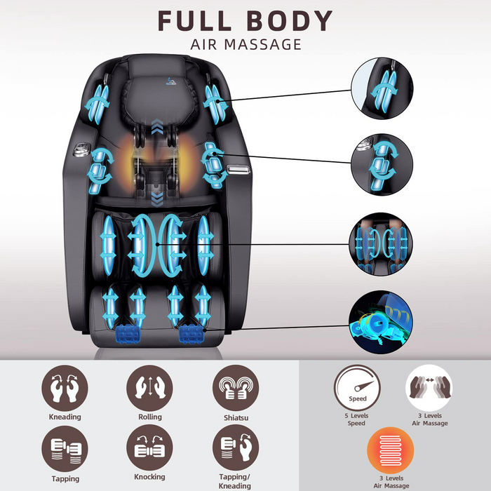 MassaMAX MD321 SL-Track 3DFull Body Zero Gravity Massage Chair-Black